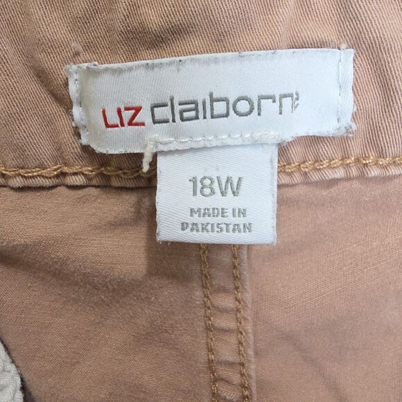 Liz Claiborne Womens Cargo Utility  Ankle Pants 18W Pink Pockets Cotton Spandex - Picture 9 of 12